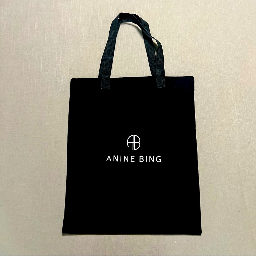 Anine Bing Black Canvas Logo Tote